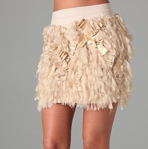 Alice & Olivia Ruffle Beige Mini Skirt